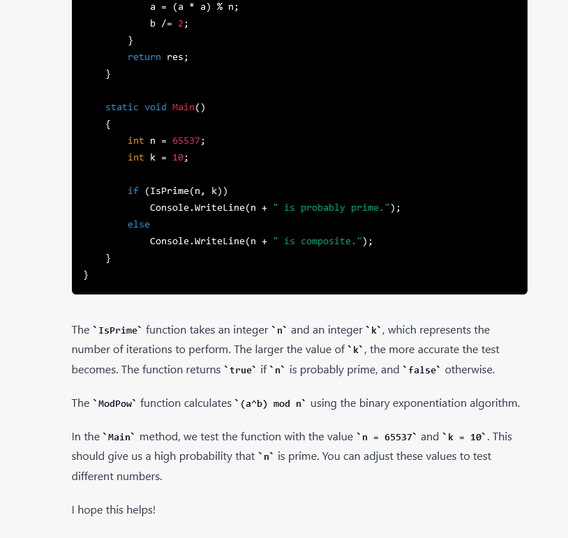 Second part of the Miller-Rabin test (according to chat GPT)